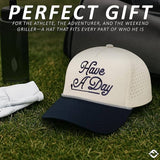 Funky Junque - Laser Cut Golf Rope Cap -  Have A Day - Navy/Beige