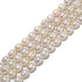 CRCBEADS - White Fresh Water Pearl Oval Rice Beads 6x8mm 7x9mm 8x10mm 10x11mm 15" Strand: 8x10mm